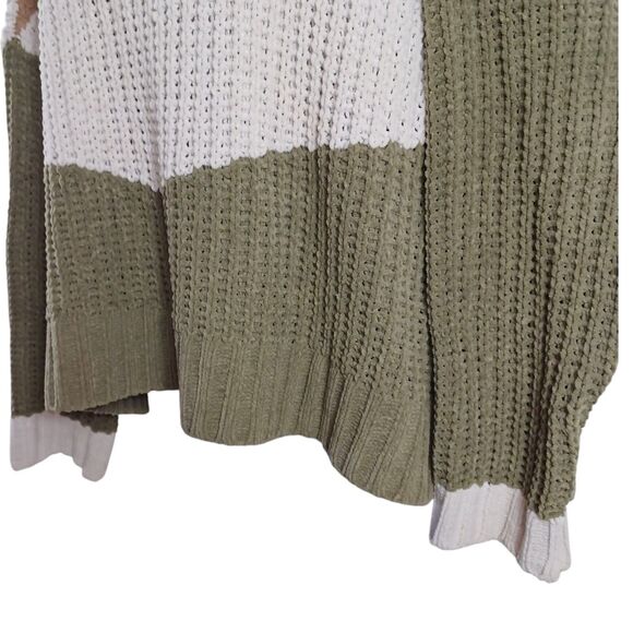 POL Chunky Knit Sz L Colorblock Sage Green Chenille Oversized Cowl Neck Sweater - Picture 11 of 11